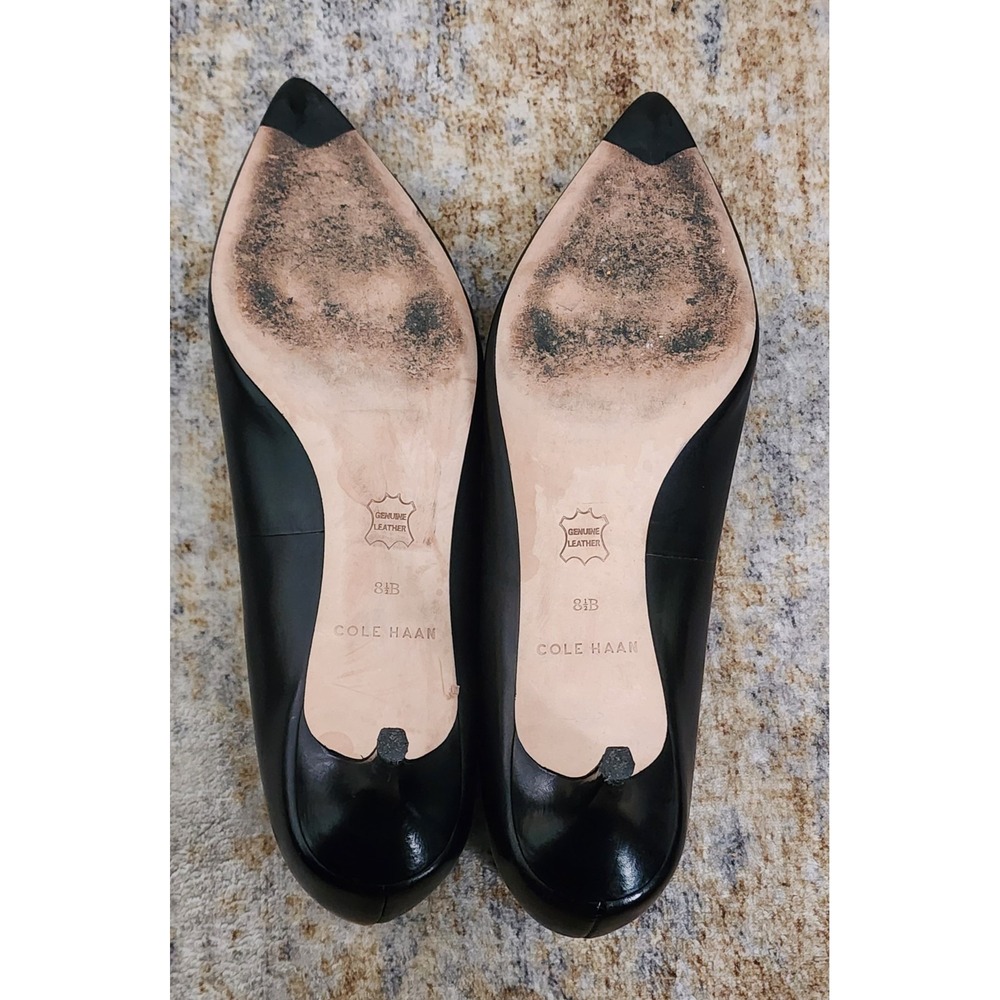 Cole Haan Women's Grand.OS Vesta Black Leather Kitten Heels Pumps Size 8.5 B - Picture 7 of 9